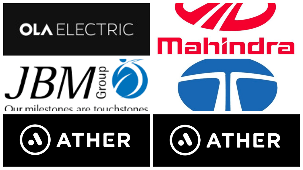 Collage of logos of major EV competitors in India